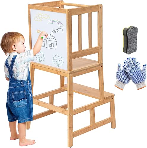 COSYLAND Tour d'apprentissage Enfant Tour d'observation Montessori Bambou Naturel, Tour