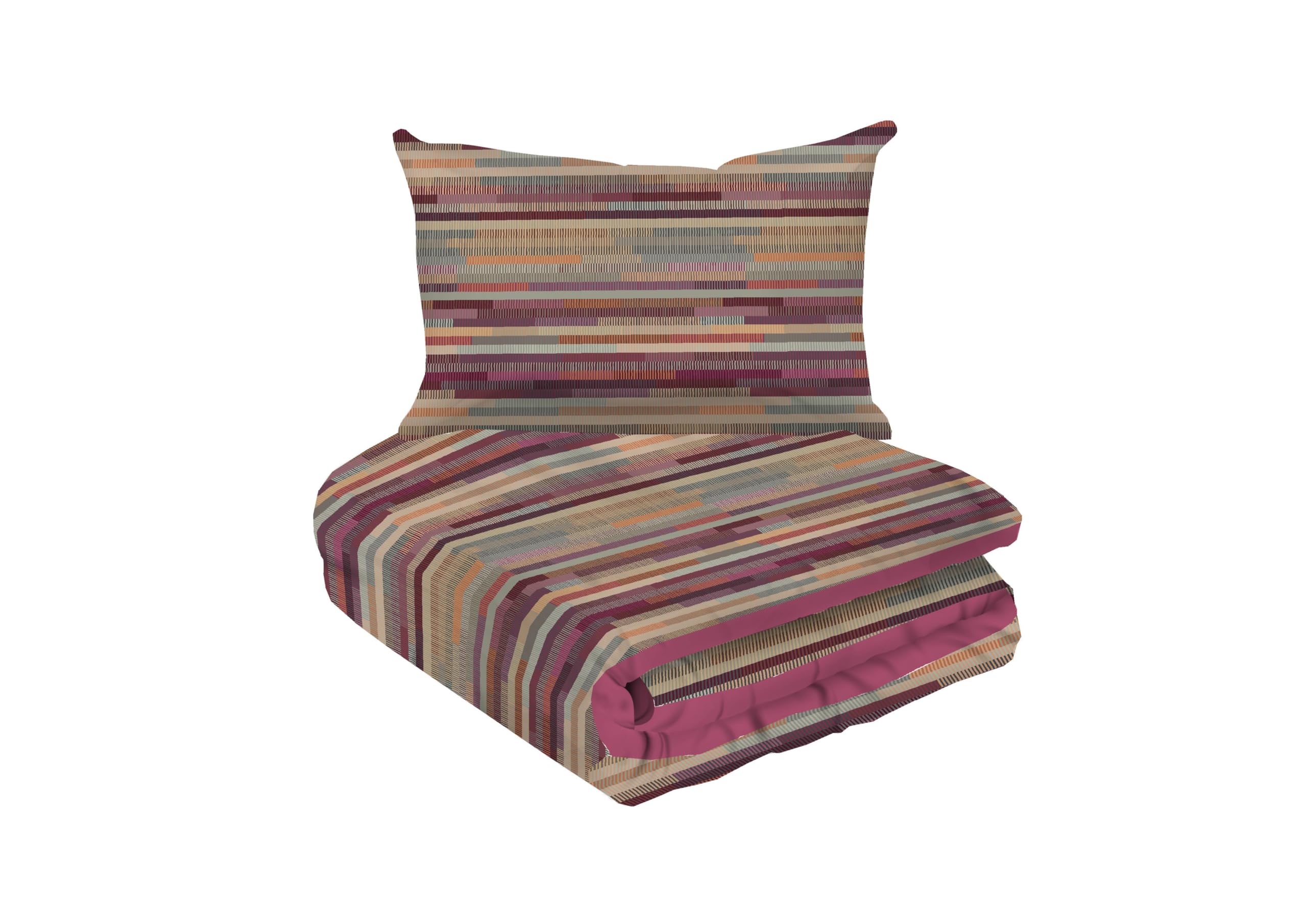 Riad Arredo Set Copripiumino 100% Cotone Morbido Mano Delicata - Parure Sacco Piumino con Federe Made in Italy (Swing Burgundy,Piazza E Mezzo 200x250 cm + 1 Federa 52x82)