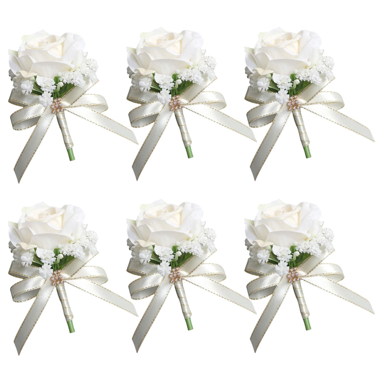 Carotoe A Faux Rose Wedding Corsage Ccessory Functional Silk Rose Boutonniere For Bridal Parties Stage Djustable Size Boutonniere