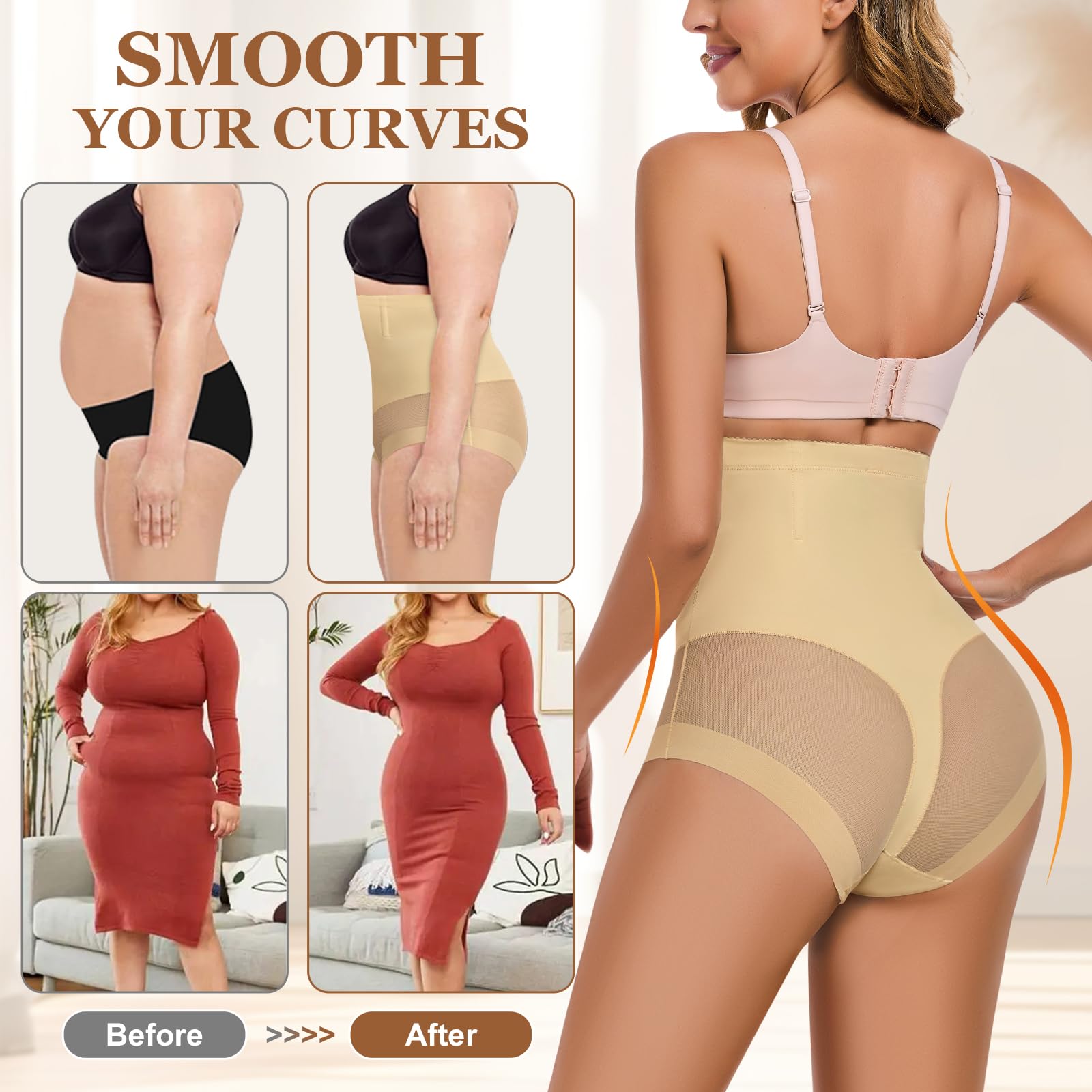 Xnova Guaina Contenitiva Donna Mutande Pancia Piatta, Pancera Contenitiva Intimo Contenitivo Modellante Vita Alta Slip, Traspiranti Body Shaper Panty Shapewear Senza Cuciture