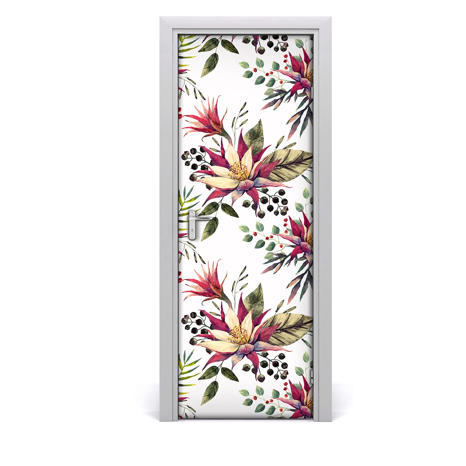 Autocollant de porte fleurs 70x200cm papier peint étiquette adhésive imperméable
