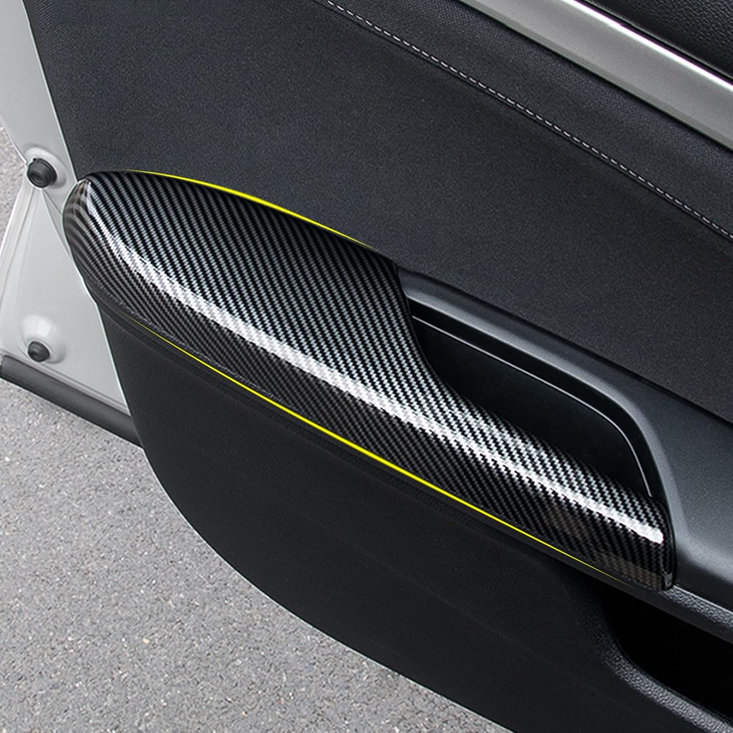 Car Inner Door Armrest Cover Trim Decals for 2016-2021 Honda Civic 10th Gen Accessories ABS Carbon Fiber Stickers, NOT for Coupe Model