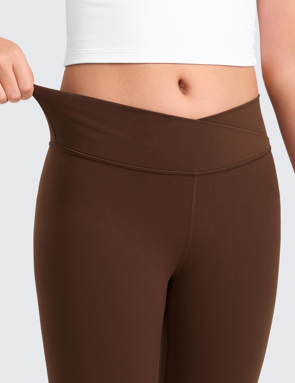 CRZ YOGA Girls Butterluxe Crossover Waist Yoga Leggings - Athletic Sports Casual Pants V Cross Tights Kids Teen