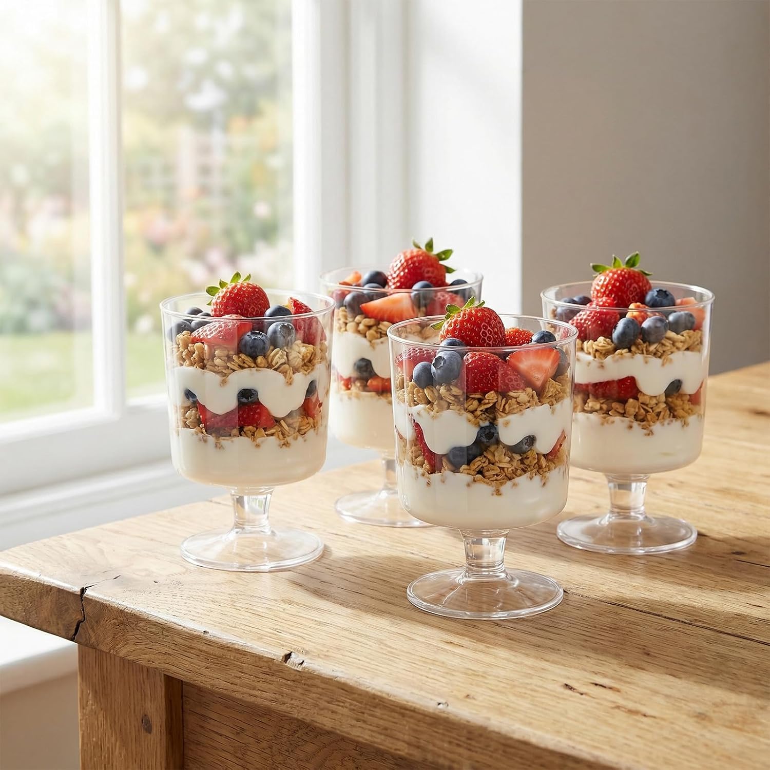 150 Pack Plastic Dessert Cups, 5Oz Clear Mini Parfait Cup Round Parfait Cups for Pudding, Ice Cream,Yogurt, Fruit, Mousse