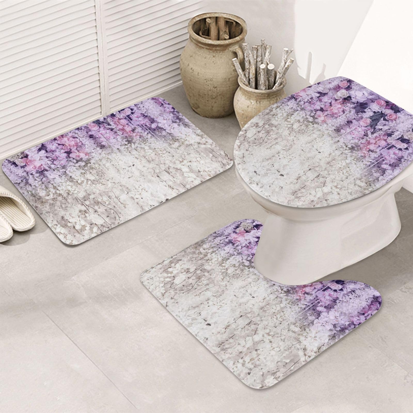 Tapis de bain anti-glisse OUSIKA lavande contre sol humide