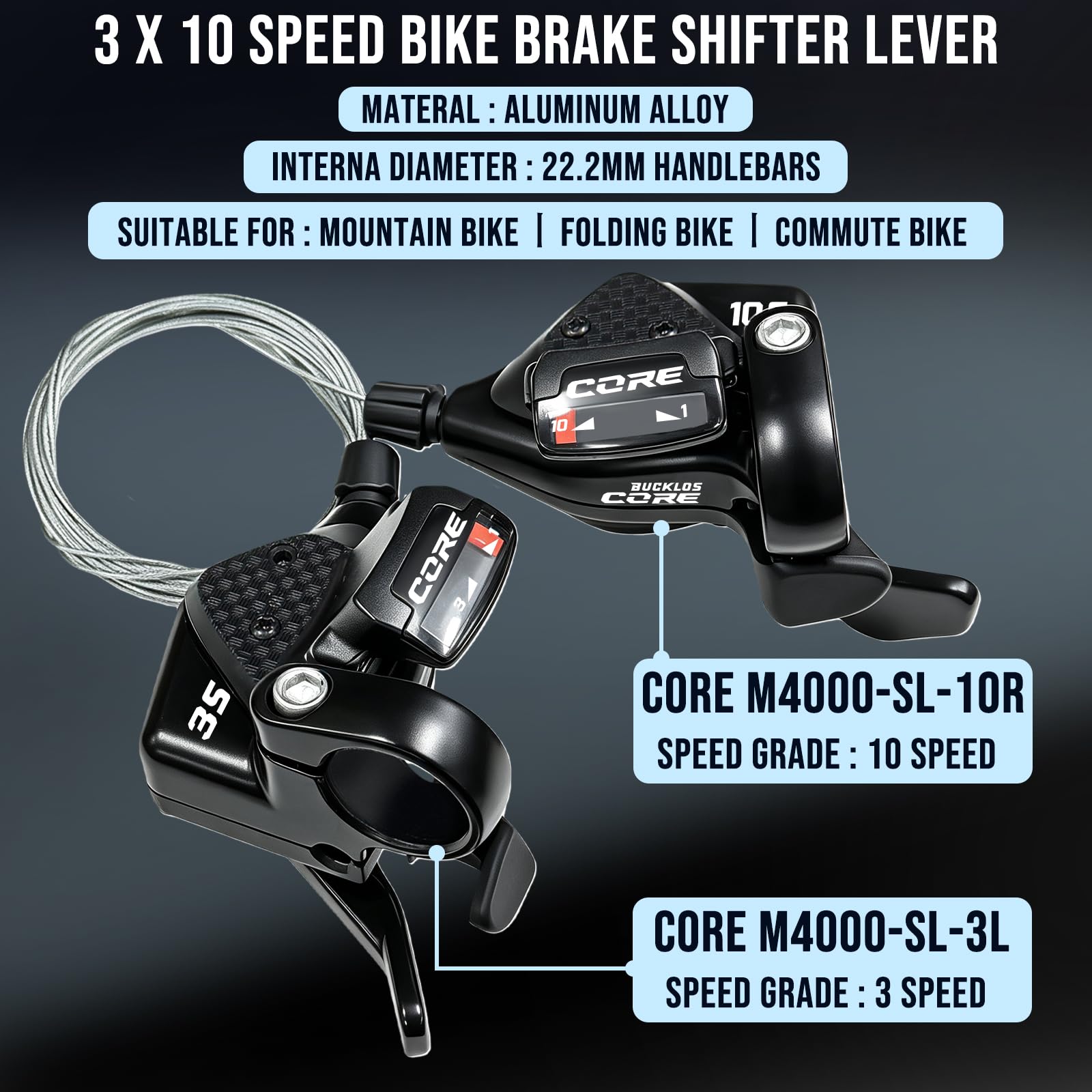 Juego de palanca de cambios compatible con M4000 Core 3 x 10 marchas