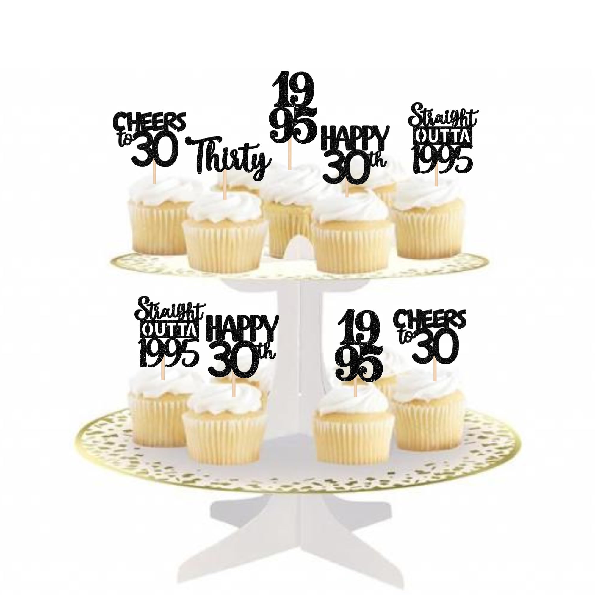 48 Pack Vintage 1995 Cupcake Toppers - Legend Since 1995, 30th Birthday & Anniversary Party Decor