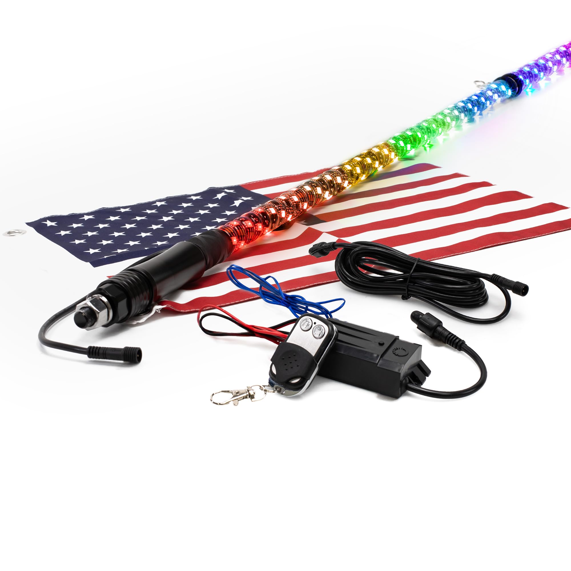 True MODS 5ft Spiral RGB LED Whip Light for UTV ATV Bluetooth App Antenna