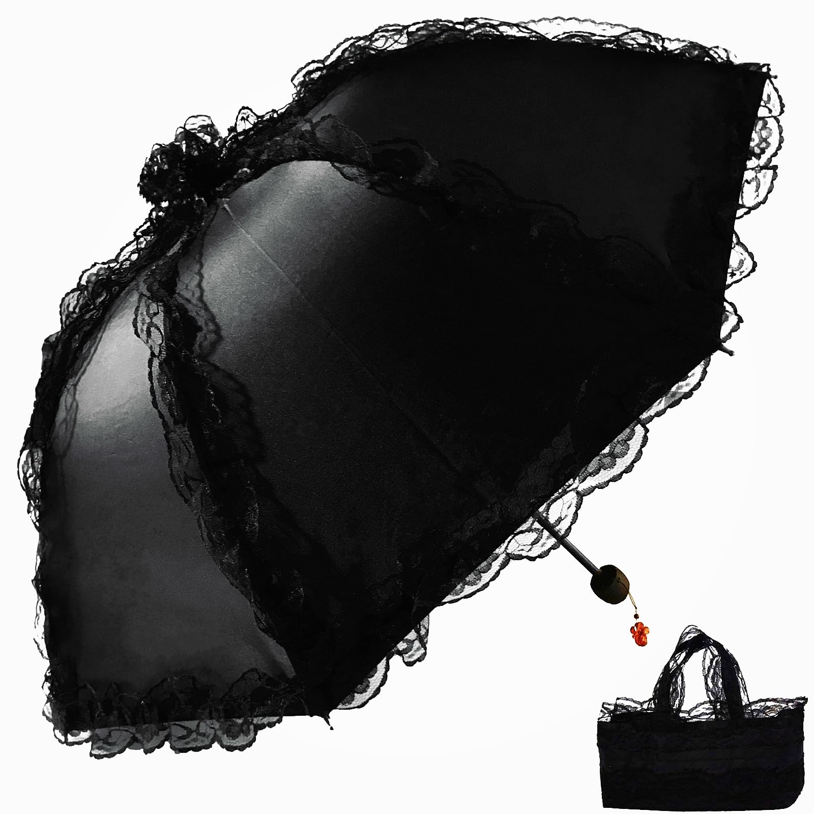 Vintage Lace Parasol Gothic Lolita Umbrella UV Sun Protection Witch Cosplay Photoshoot Props Party Decoration