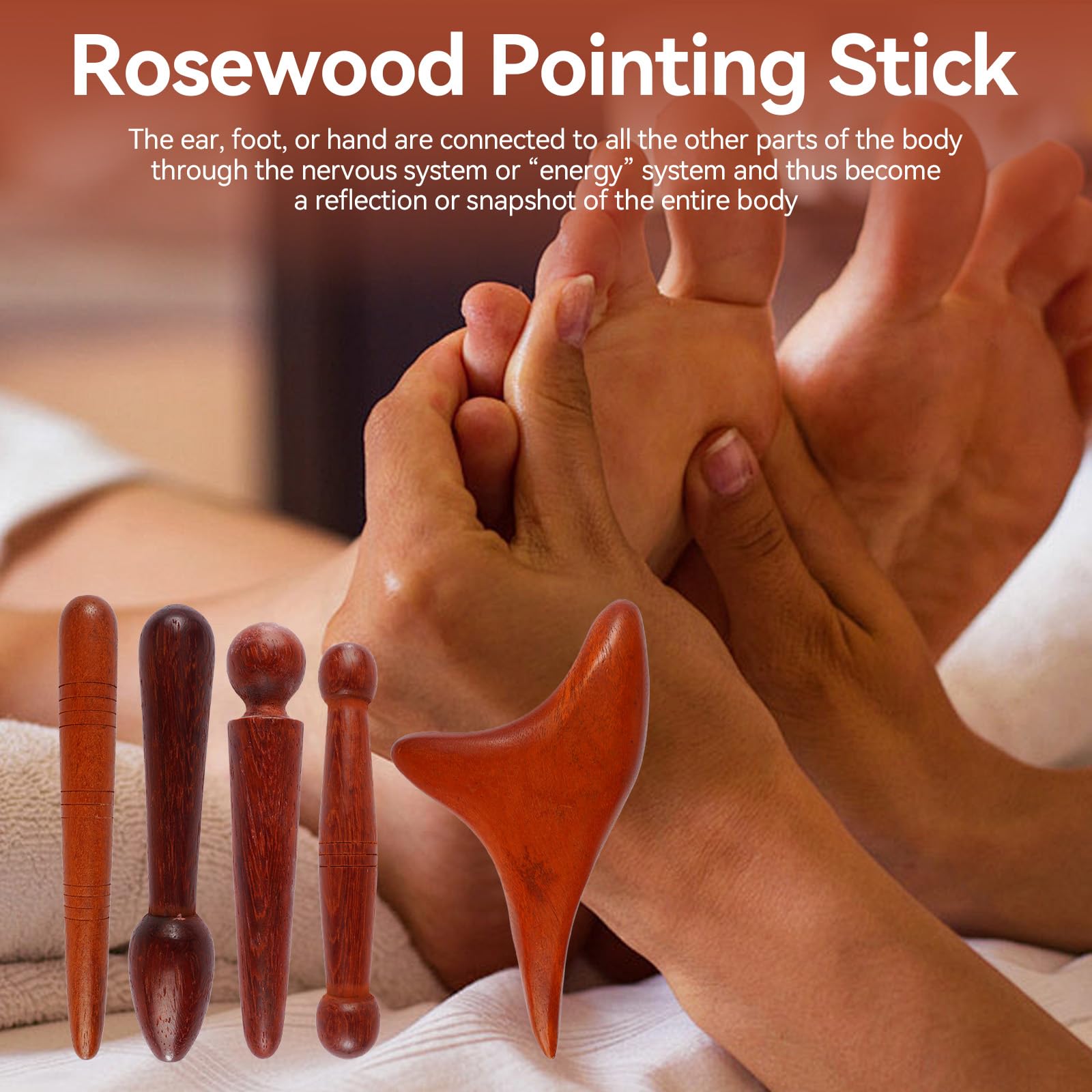 5 Stück Massage Holz,Massagestab Füße, Trigger Holz Akupressurstift | Dreieck-Massagegerät für Schulter Rücken Bein Entspannung, Massageholz Set für Entspannung Füße, Nacken, Schultern und Arme