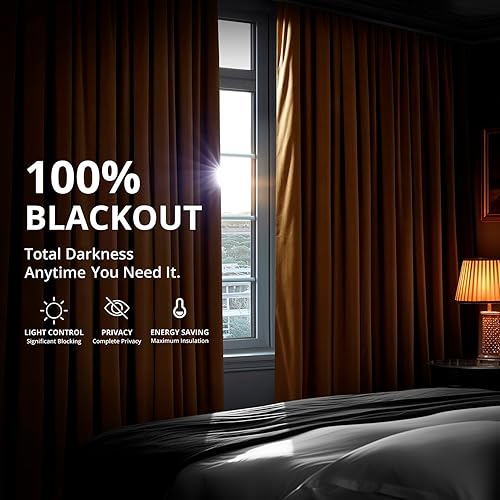 Miniatura 4 de HPD Half Price Drapes - Cortinas blackout de terciopelo, extraanchas, con bloqueo total de calor y luz, para sala de estar (1 panel), 100 pulgadas