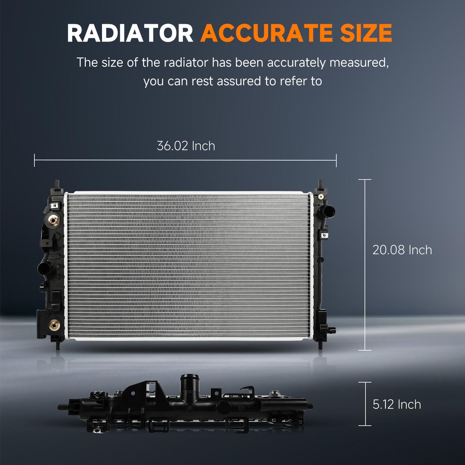 OCPTY 13366 Engine Coolant Radiator Compatible with 2013-2019 for Cadillac XTS 3.6L,Replace# 13366, CU13366, 22747160, GM3010552 Aluminum Core Radiator Assembly Car Radiators Auto Parts