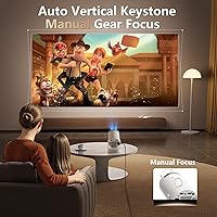 Vista 2 de Mini proyector, compatible con 4K 1080P, 220 lúmenes ANSI, giratorio de 180° con aplicaciones integradas, enfoque Keystone vertical automático
