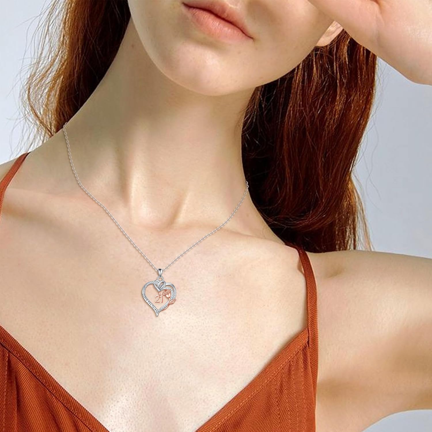 Birthday Necklace Sterling Silver 16th 18th 21th 80th Birthday Pendant Necklace Heart Rose Flower Birthday Jewelry for Women Mothers Day Christmas Gifts - Image 5