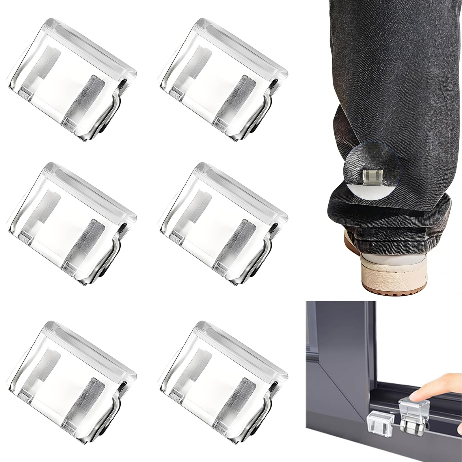 Pant Leg Clips, Window Stopper, Window Lock, 6 Pcs Invisible Clips - Pant Leg Hem Clips & Window Screen Fasteners, Discreet Clothing & Screen Fixing Clips-image-12