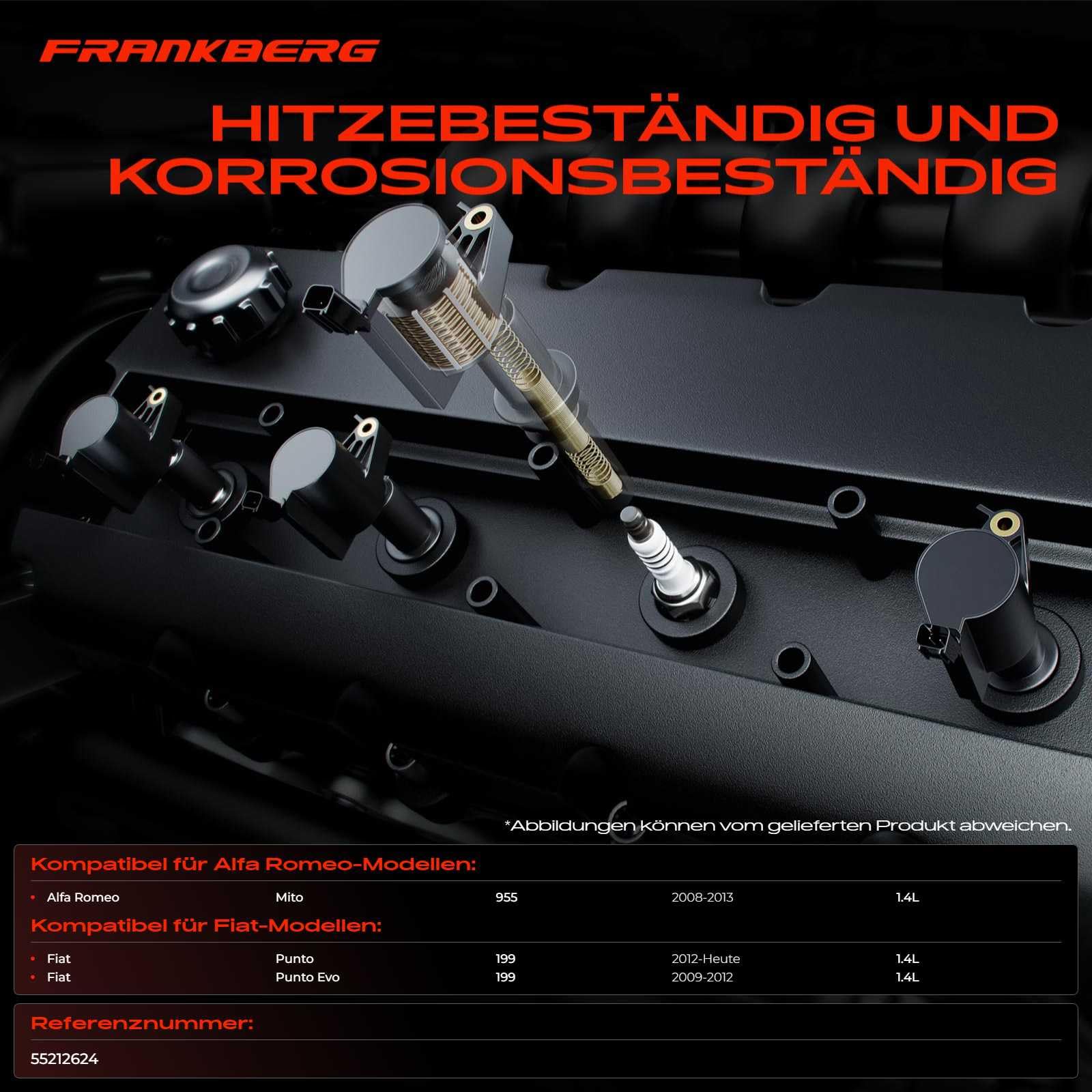 Frankberg Zündspule 55212624 | Kompatibel mit Punto 199_, Punto Evo 199, Mito 955