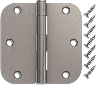 3 Pack Door Hinges Brushed Nickel,3.5 Inch Brushed Nickel Door Hinges with 5/8" Radius,Fit Standard Door/Bedroom Door/Exterior Door/Interal Door Hardware Hinges,Satin Nickel Finish Door Hinges