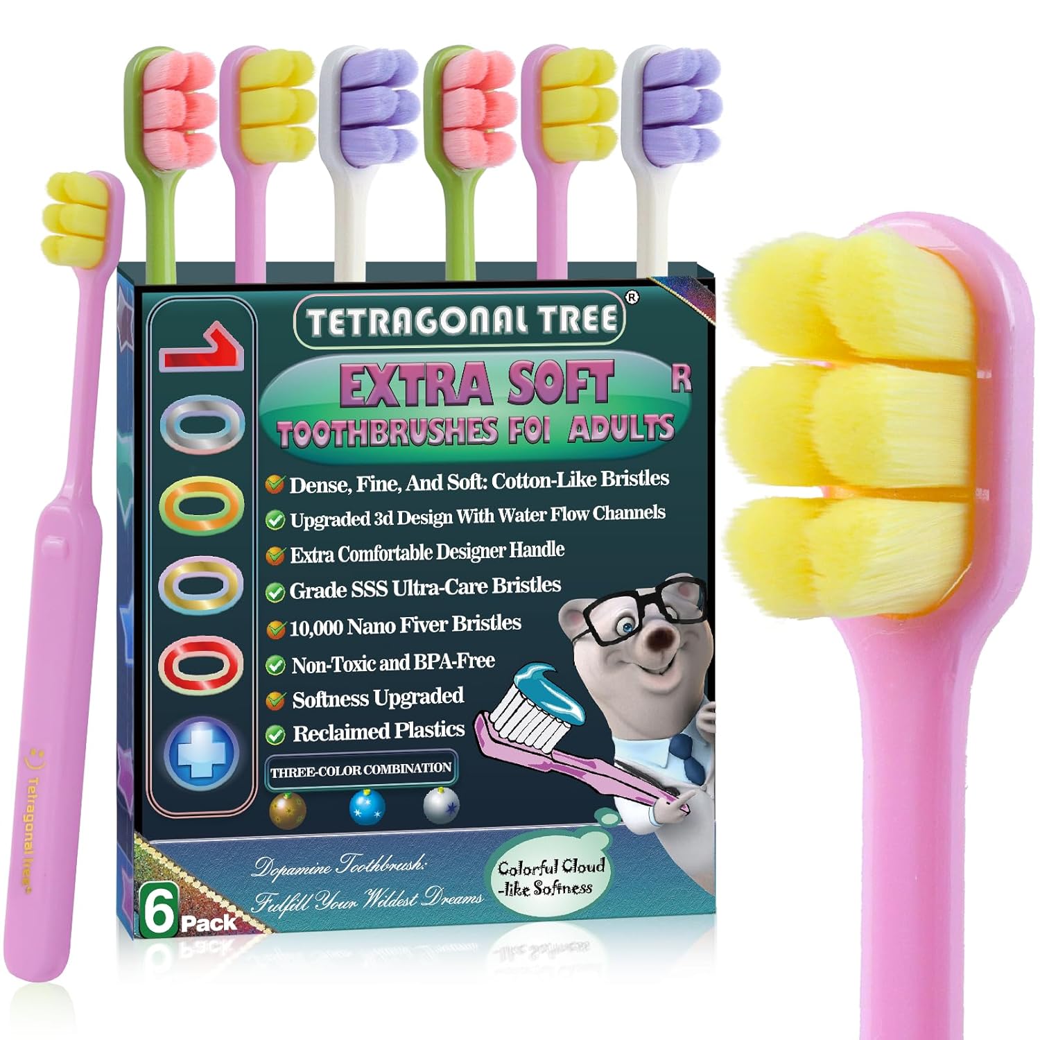 6 Count Ultra-Soft Toothbrush for Sensitive Gums 10 000 Extra-Gentle Bristles for Adults Pregnancy Braces Elderly Gum Care
