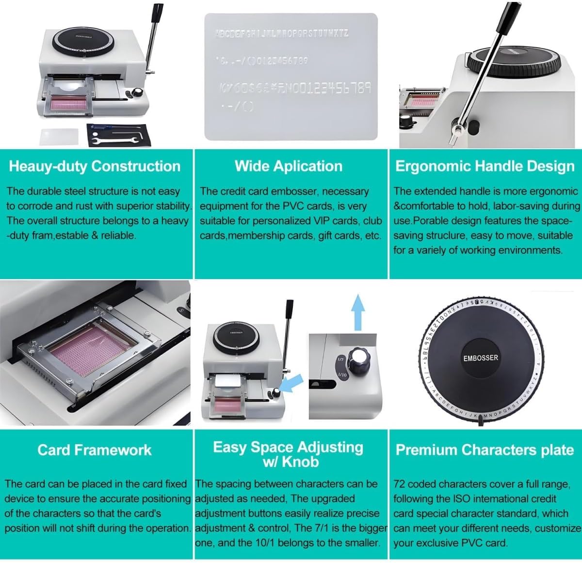 PVC Card Embosser,2 Coded Character Manual Dog Tag Embosser Machine,Precise Positioning,Adjustable Character Spacing and Depth,with 30 Aluminum Dog Tag