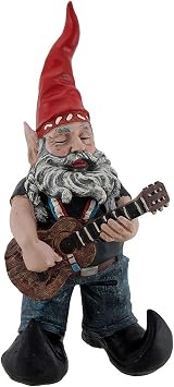 Willie Elfson The Country Star Gnome Pickin On His Old Guitar Home & Garden Gnome Statue 14.5 H