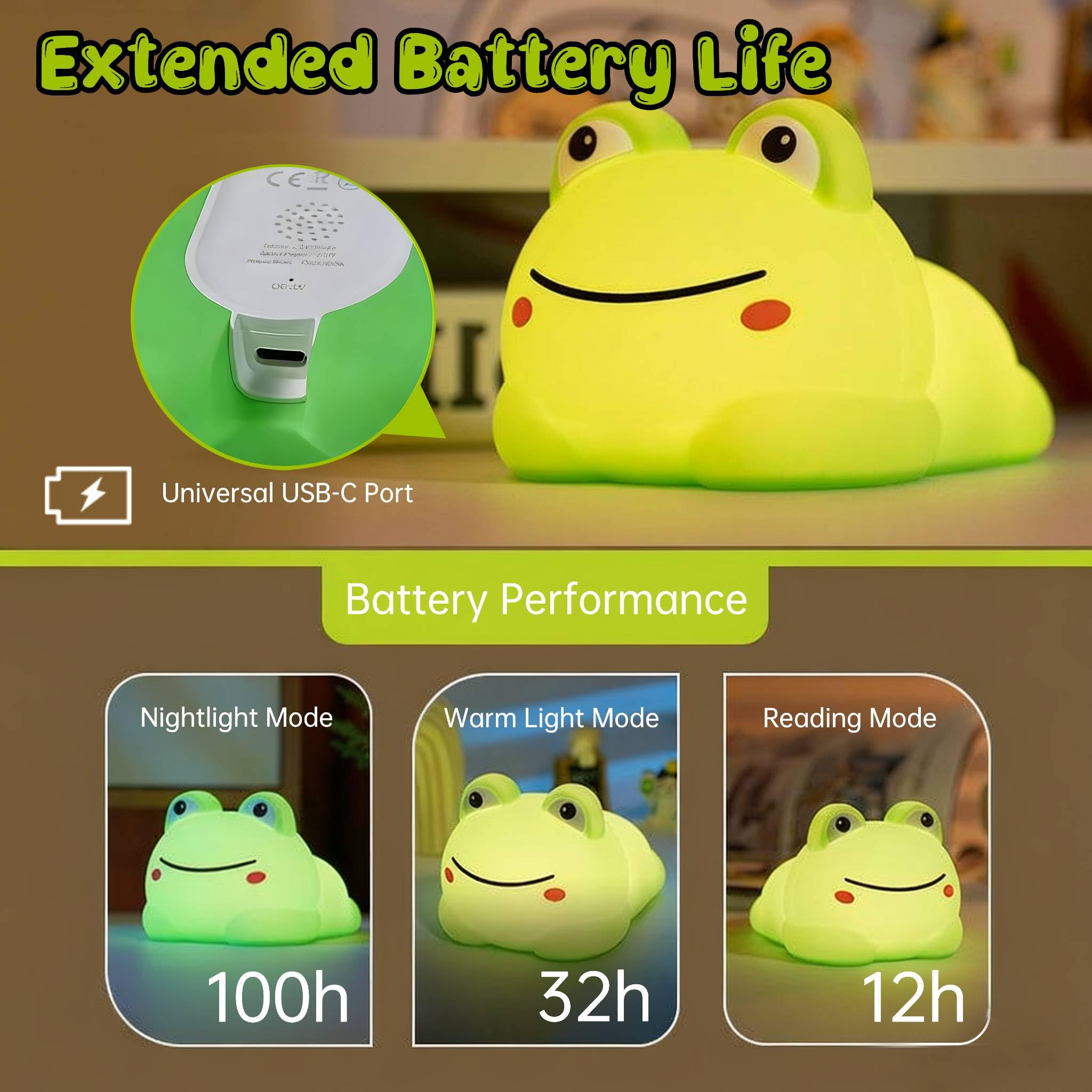 Veilleuse grenouille mignonne avec bruit blanc - 4 sons apaisants et 8 modes d'éclairage, minuterie d'arrêt automatique, rechargeable par USB, aide au sommeil portable pour enfants, adultes, crèches