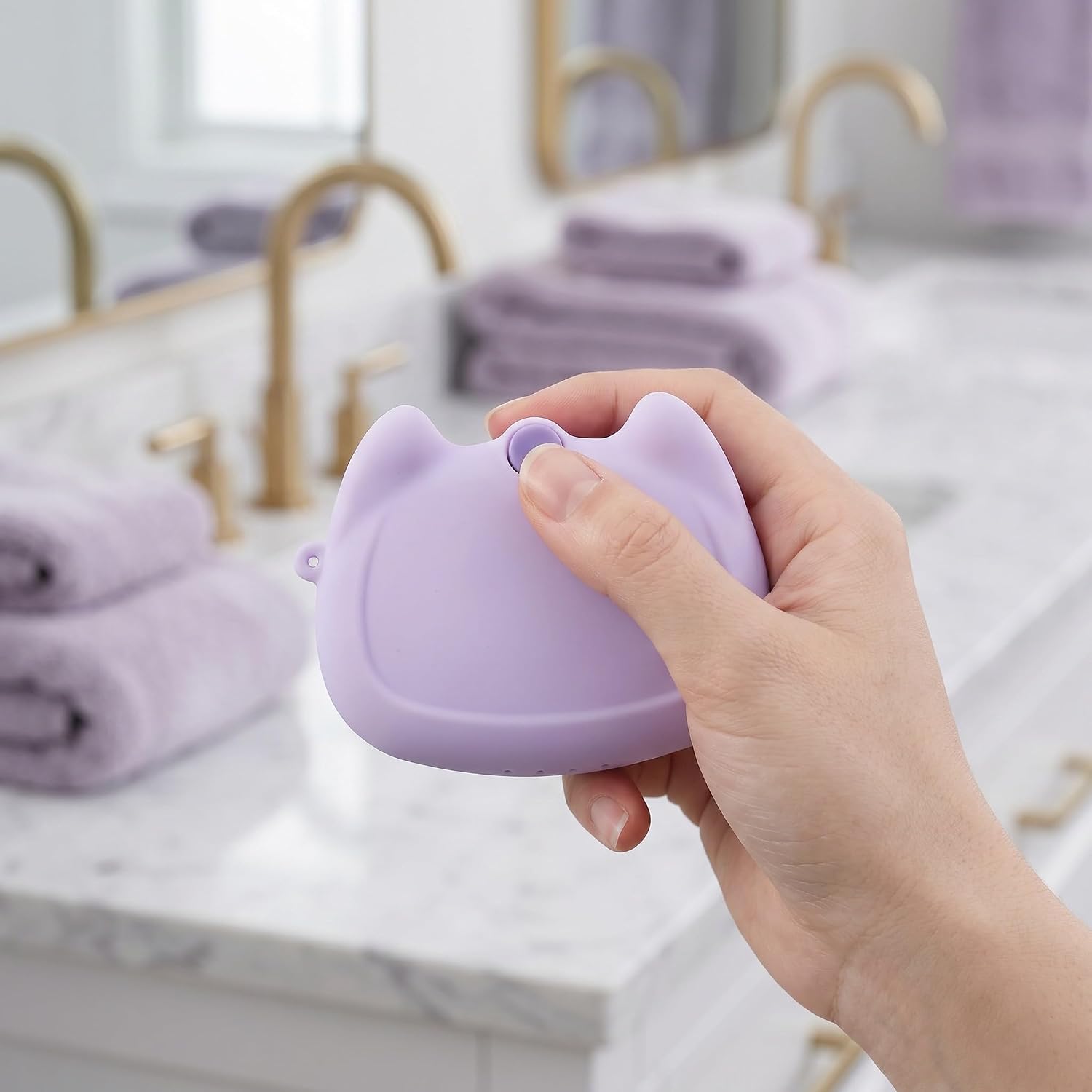 Ipetboom Silicone Retainer Denture Storage Case | Portable Slim Dental Container Cleaning Box with Drain Holes | Dustproof for Aligners Night Guards | Purple