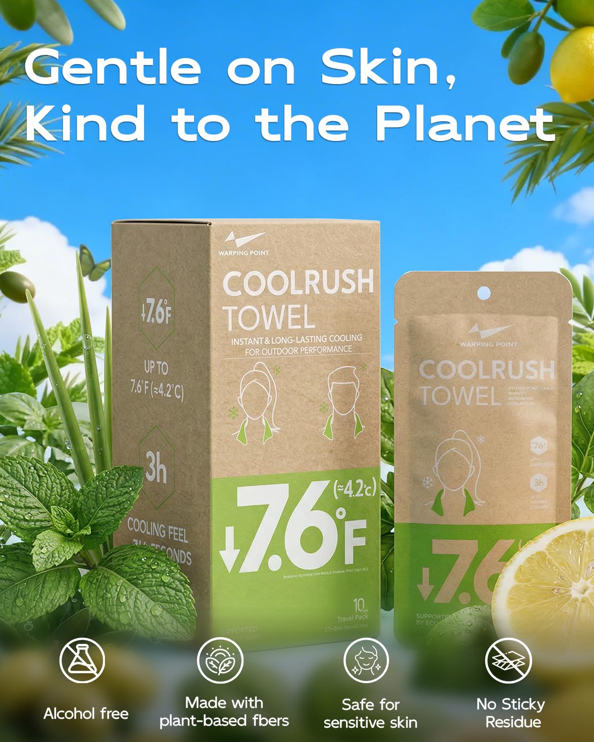 CoolRush asciugamano rinfrescante, fascia per collo di ghiaccio per calore estremo, grande pulizia del corpo rinfrescante senza risciacquo, stracci bagnati per allenamento, lago, passeggiate, pesca