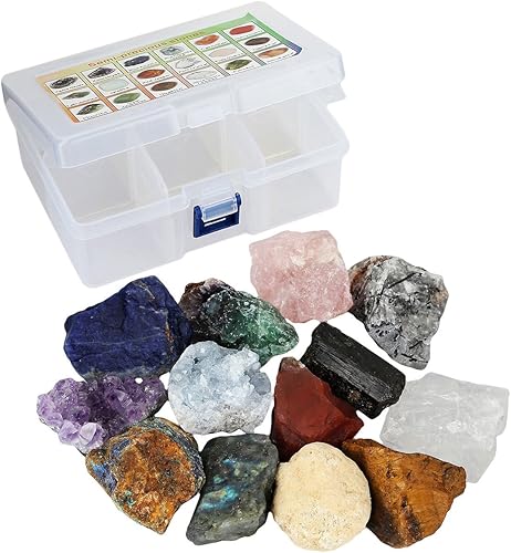 Miniatura 3 de SUNYIK 6 piedras en bruto surtidas de cuarzo de cristal crudo para hacer rodar, cabbing, kits de curación de cristal