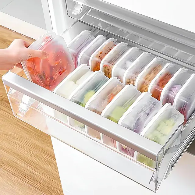 Lot de 10 boîtes congélation réutilisables 650 ml - Micro-ondes et lave-vaisselle