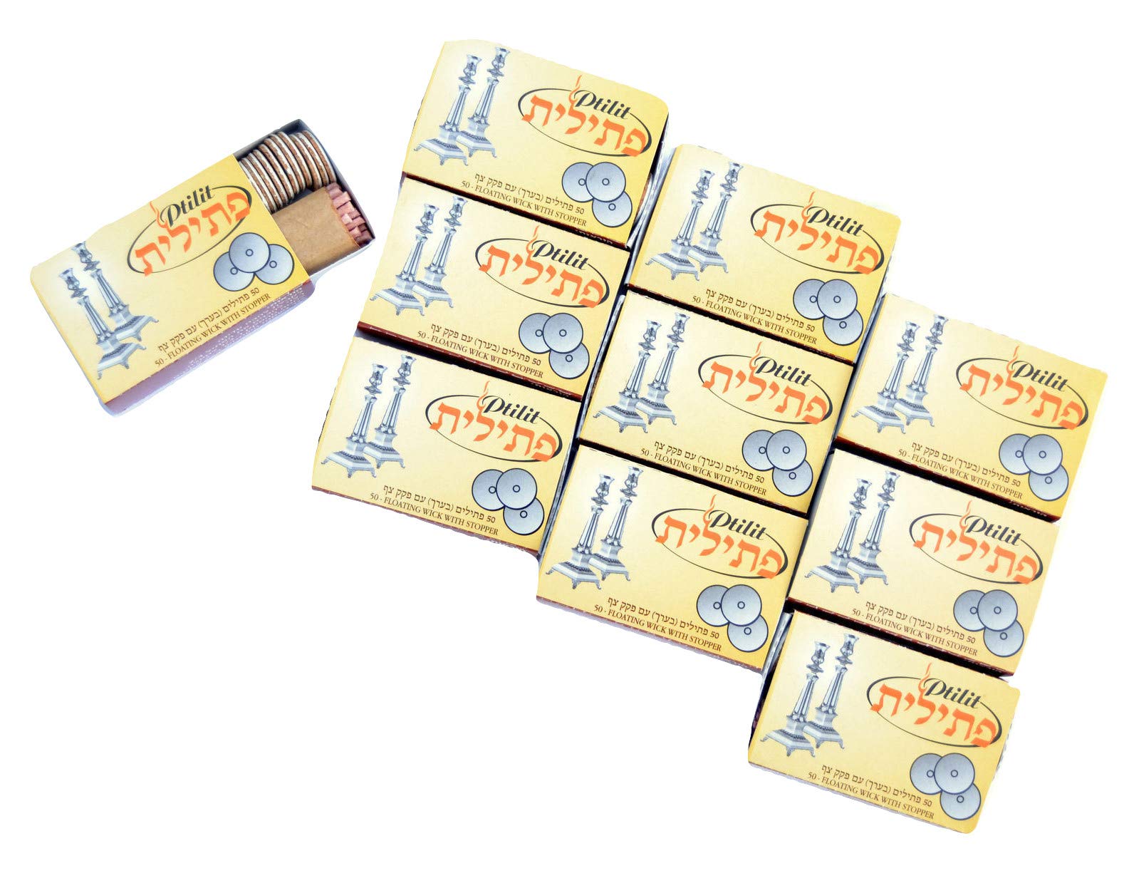 Lot 10 Box Jewish Shabbat Menorah OIL Wicks Israel.ptilit