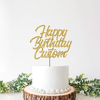 Beaver Fun, Happy Birthday Custom Glitter Cake Topper, Custom Name and Age Birthday Cake Topper, 5"- 7" inch Size Options, Gold Silver Black +13 Available Colours, Custom Birthday Glitter Cake Decoration, Create Your Own Personalized Cake Topping, Happy Birthday Themed Party Decor