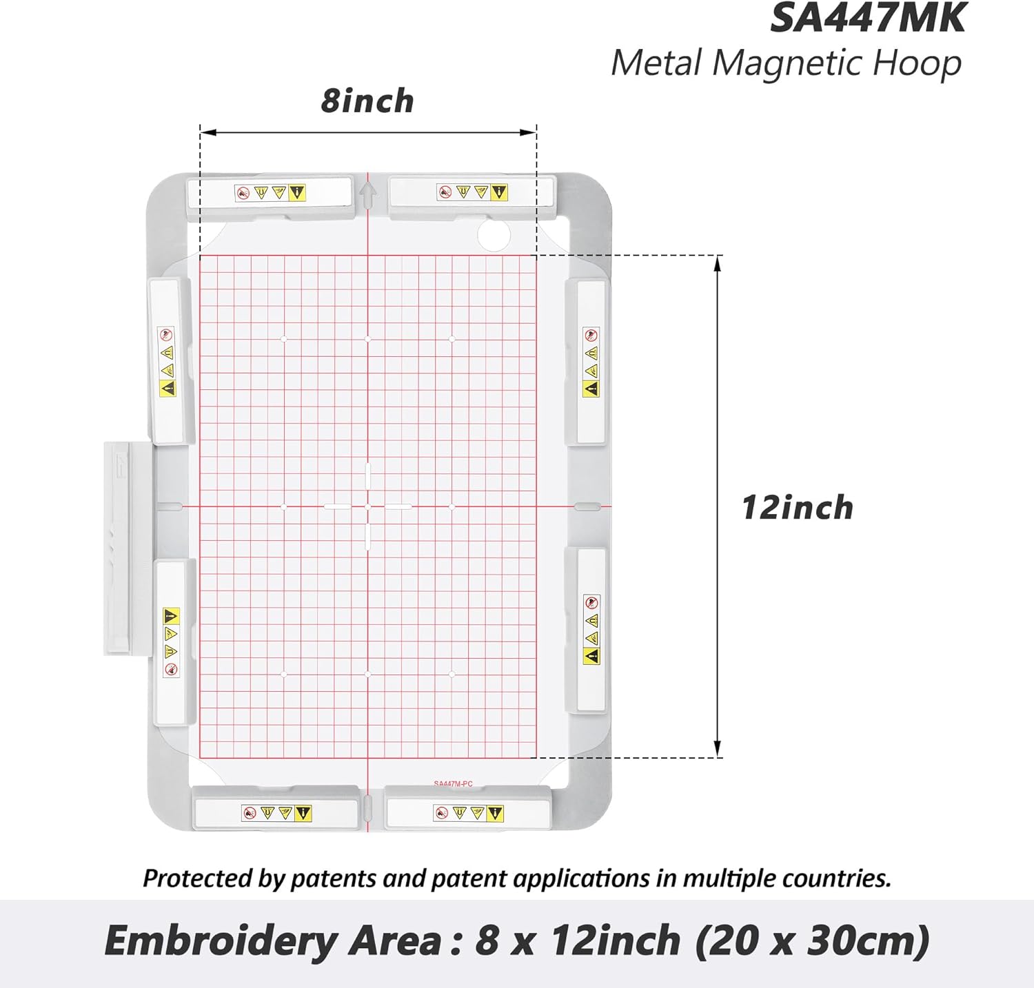 Sew Tech Magnetic Embroidery Hoop for Brother Quattro 6000D 6700D 6750D Luminaire XP2 XP3 Stellaire XJ1 XE1 Dream Machine XV8550D Baby Lock Solaris Altair Meridian Machine, 8"x12" Mighty Magnet Frame