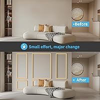 Vista 2 de Art3d Juego de 6 piezas de molduras de pared precortadas, paneles de wainscoting listos para armar para decoración de paredes interiores, sala