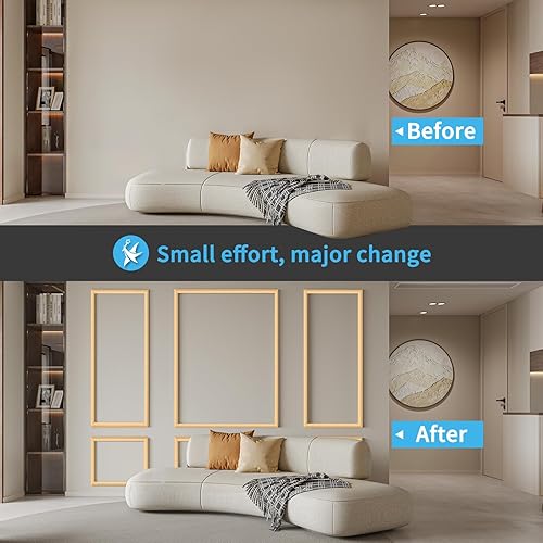 Miniatura 2 de Art3d - Juego de 6 molduras precortadas para pared, paneles de revestimiento listos para montar, para interior, sala de estar, dormitorio, se