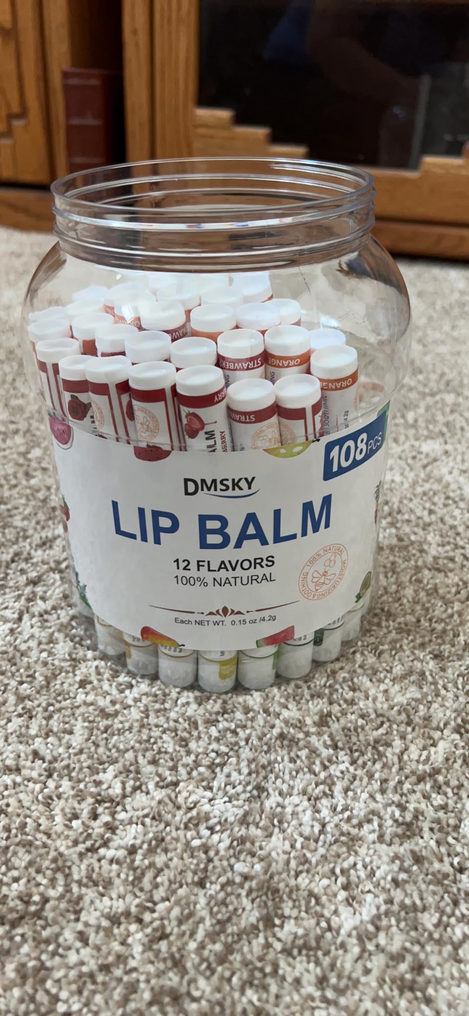DMSKY Lip Balm Bulk 108 Pack, Lip Balm Hydrating with Vitamin E and Coconut Oil 12 Flavors, Lip Moisturizer Treatment - Party Favors Bulk Gift