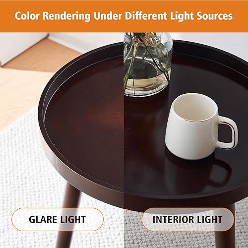 Miniatura 49 de Apicizon Mesa auxiliar redonda, mesa auxiliar blanca para sala de estar, dormitorio, espacios pequeños, mesa de noche de fácil montaje, 15 x 18