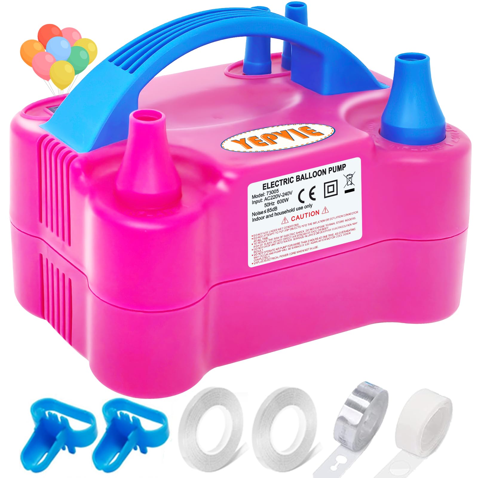 YEPVIE Electric Balloon Pump UK, Portable 2 Modes Balloon Inflator with 6 Balloon Arch Kits, Electric Air Pump for Balloons, Professional Electric Balloon Blower Machine for Birthday Party DecorationYEPVIE Electric Balloon Pump UK, Portable 2 Mod…
