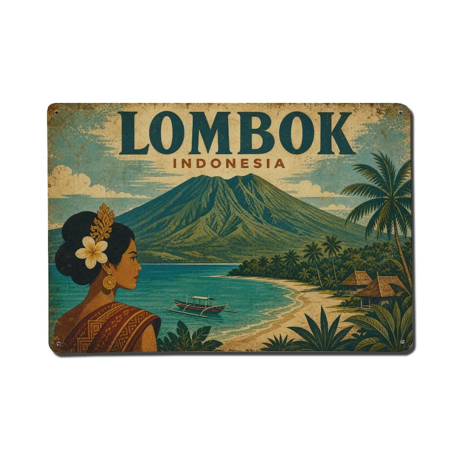Lombok Indonesia Travel Destination Classic Metal Tin Sign