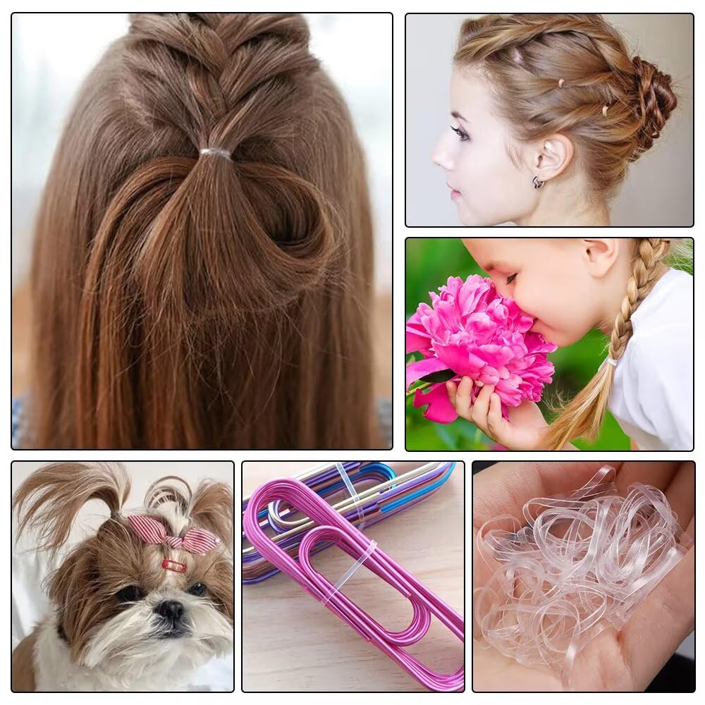 Gomas para el pelo, 1000 unidades, gomas elásticas para el pelo, mini transparentes, pequeñas gomas para el pelo, para niñas, adecuadas para niños, trenzas de pelo, peinados de boda, rastas