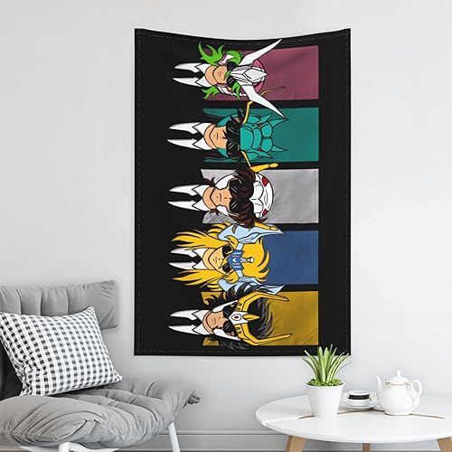 Miniatura 3 de Tapiz de Saint Seiya, para dormitorio, sala de estar, arte para el hogar, franela suave, decoración para colgar, tapiz de 60 x 40 pulgadas