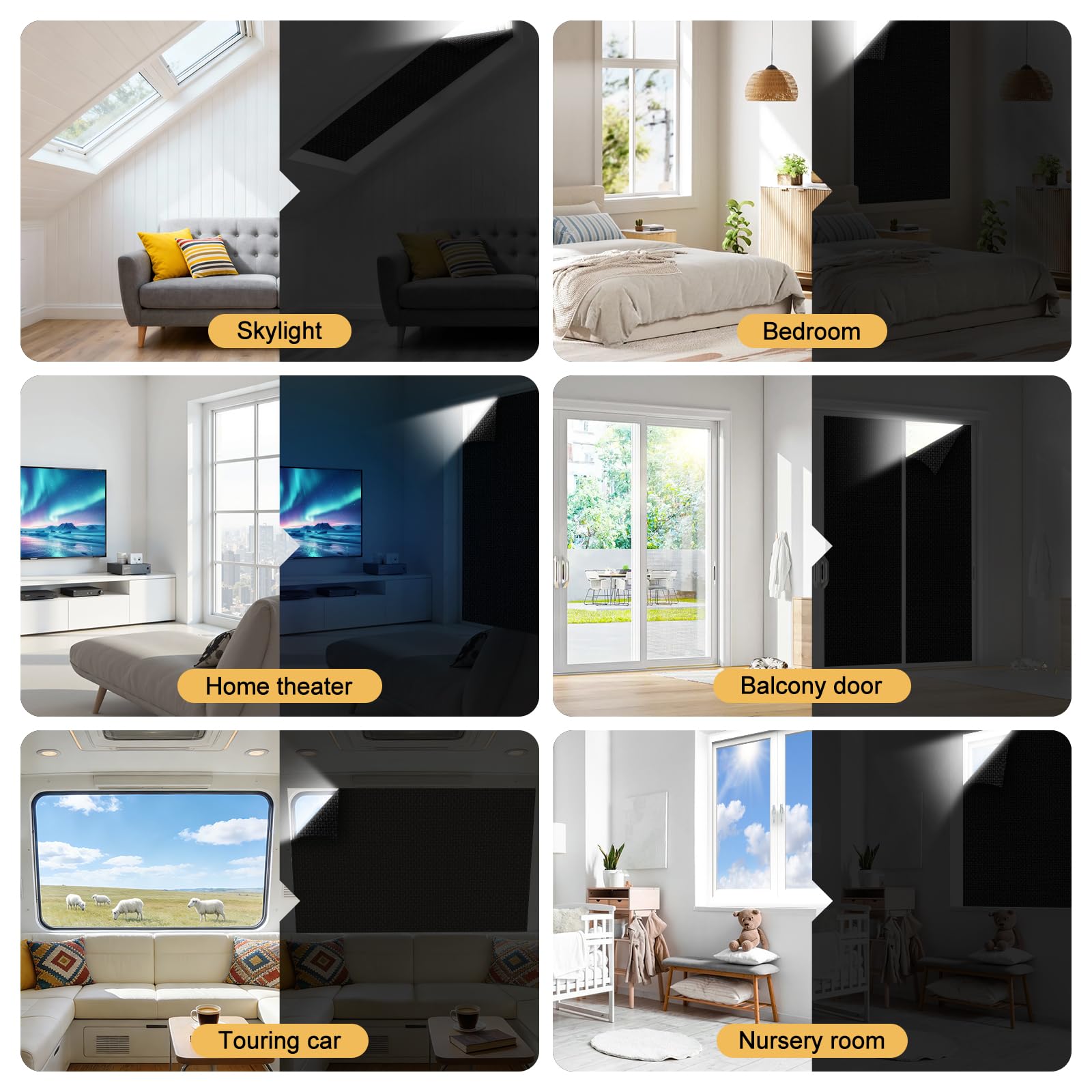 Edonkvi Tenda Oscurante Finestra,Tenda Lucernario Termiche,Telo Oscurante per Interni Senza Fori,Tendina Oscuranti Finestra Materiale di Lino,Tessuto Scuri per Finestre Interno,100% Blackout Curtains