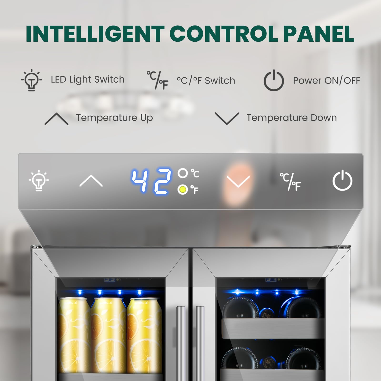 Friduo Dual Zone 24 Inch Wine And Beverage Refrigerator,20 Bottles And 88 Cans Wine Cooler Refrigerator With Glass Door,Upgraded Beverage Fridge Under Counter Or Freestanding For Beer Soda Bar on Fridge.com - View 4