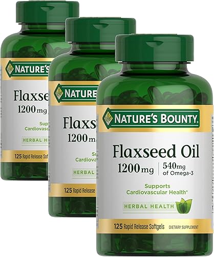 Miniatura 7 de Nature's Bounty Lino y Omega 3, suplemento dietético, apoya la salud cardiovascular, 1200 mg, cápsulas blandas, 125