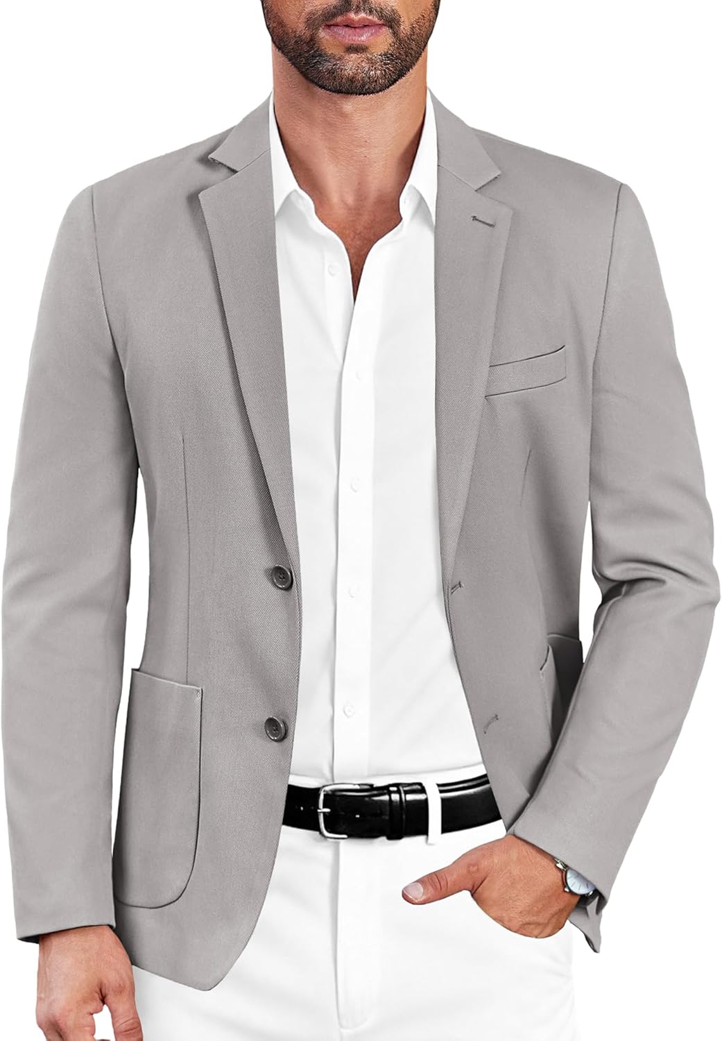 COOFANDY Mens Casual Sport Coat Blazer Two Buttons Knit Lightweight Suit Jackets