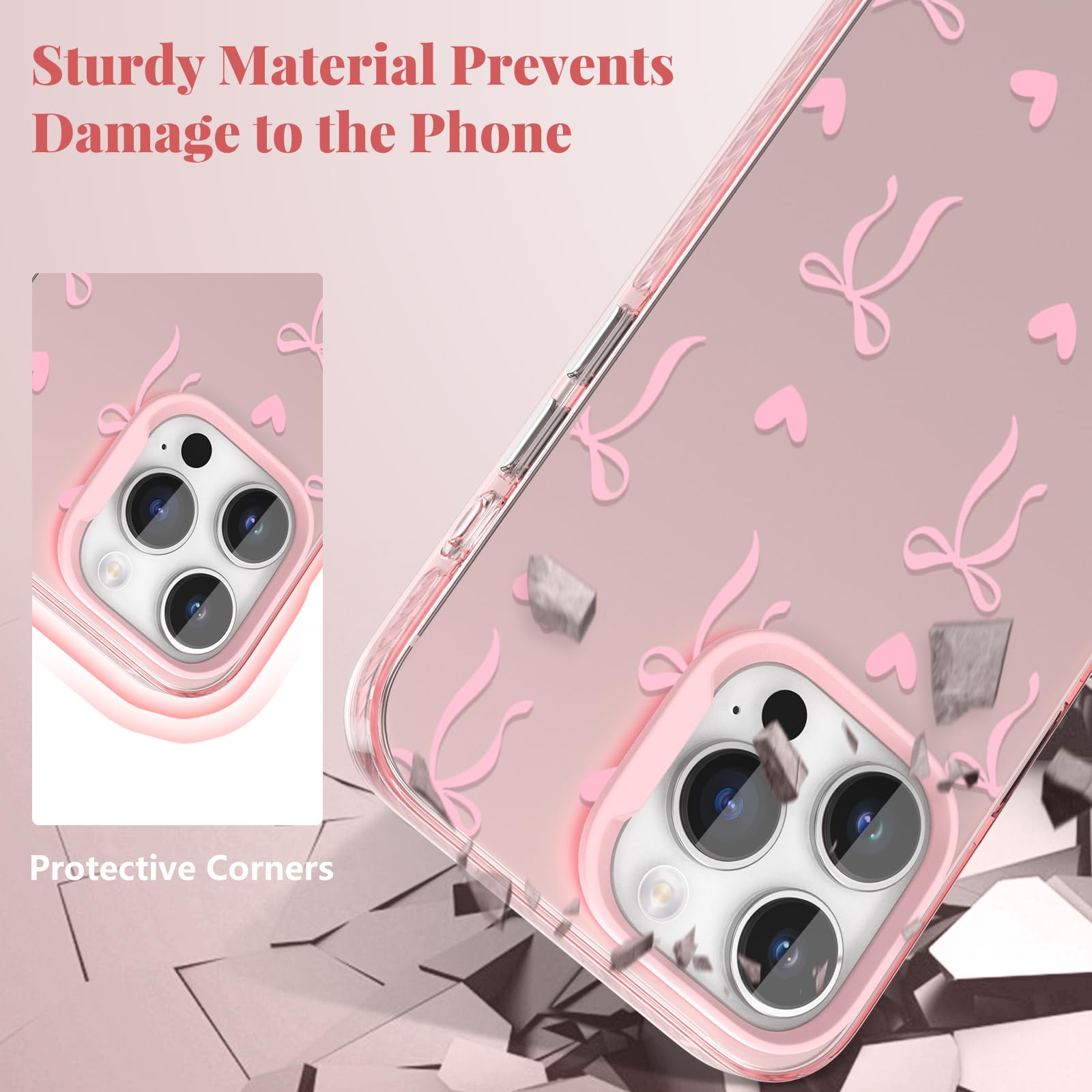 Amazon.com: ZTOFERA for iPhone 15 Pro Max Case,Cute Pink Ribbon