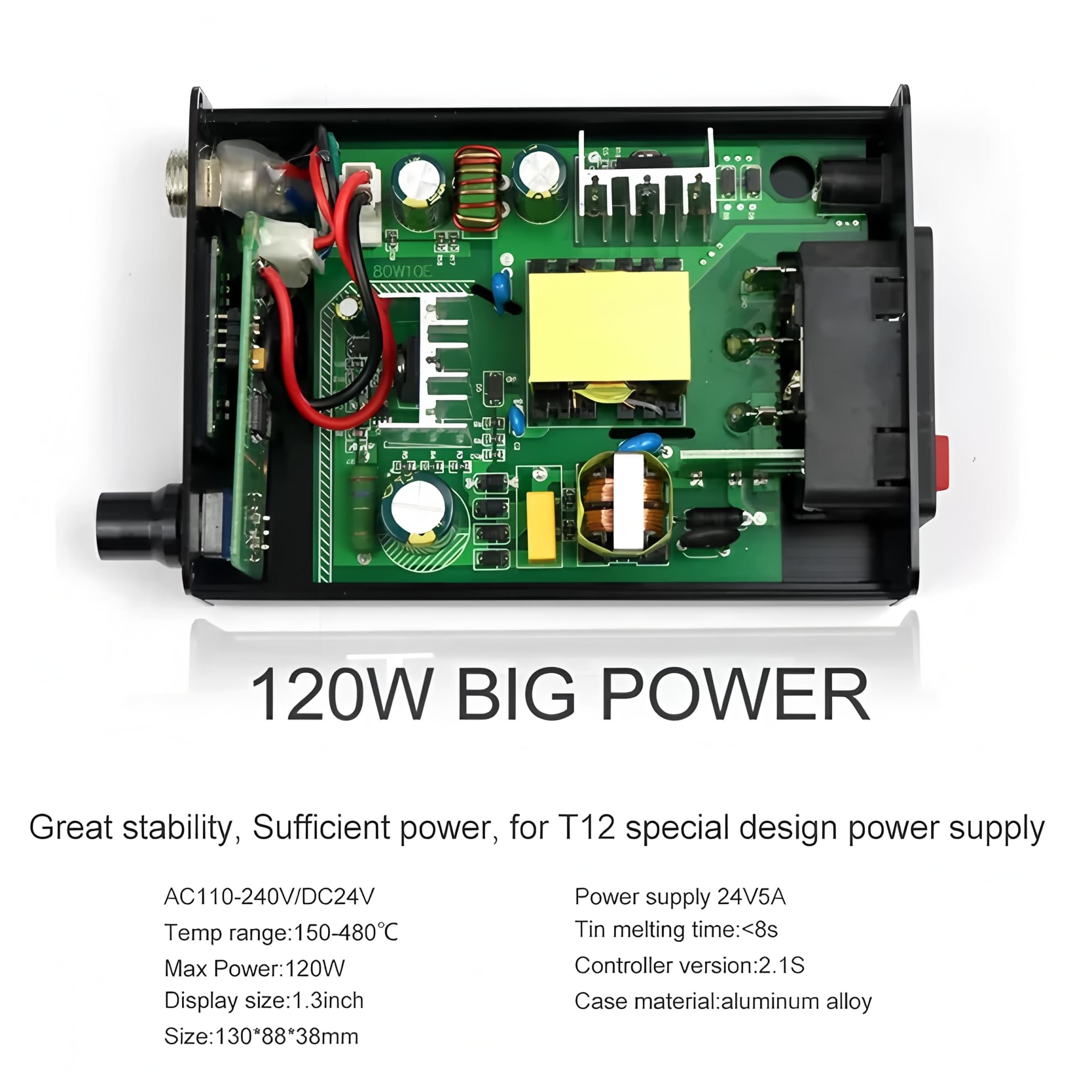 Estación de soldadura electrónica QUECOO STM32 V2.1S T12-955 soldador 1.3 pulgadas digital con punta para soldar mango 9501 (Kit T12-955 III)