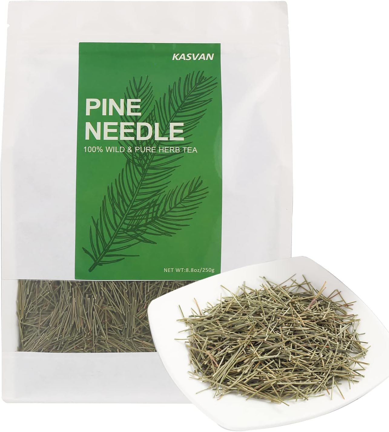 KASVAN Organic Pine Needle Tea (8.8 oz) - White Pine Needle Tea In Vitamin C And A,Easy To Use Suitable For Relaxation，immunity