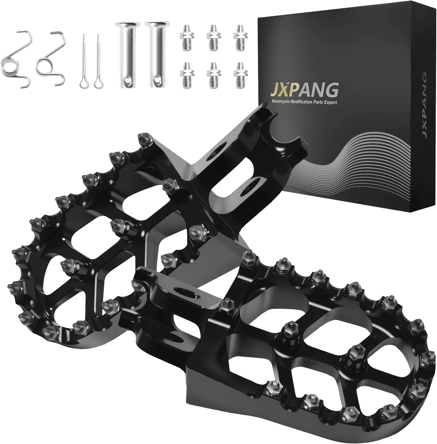 Dirt Bike Foot Pegs,Replaceable Footpegs CNC Machined Aluminum Wide Platform with Springs for CRF150R CRF250R CRF450R CRF250X CRF450X CRF300L CRF250L CR125 CR250 CRF1000L (Black)