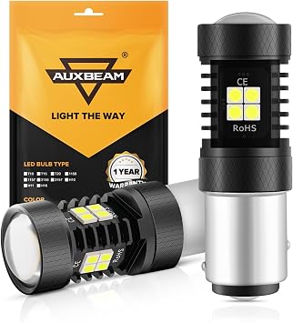 Auxbeam 1157 LED Bulb White, 300% Brighter 1157A 2057 2357 Bulbs with Projector for Backup Reverse Lights DRL Parking Lights Need Resistors for Brake or Turn Signal Light Use
