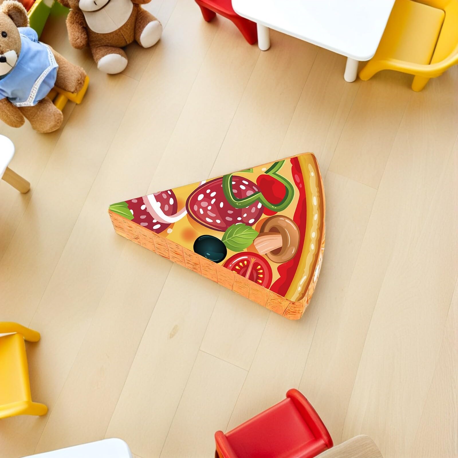 Piñata Tema Cibo con Fette di Pizza Completo per Feste di Compleanno con Benda e Bastoncino Decorazione Durevole per Feste di Compleanno di Cartone